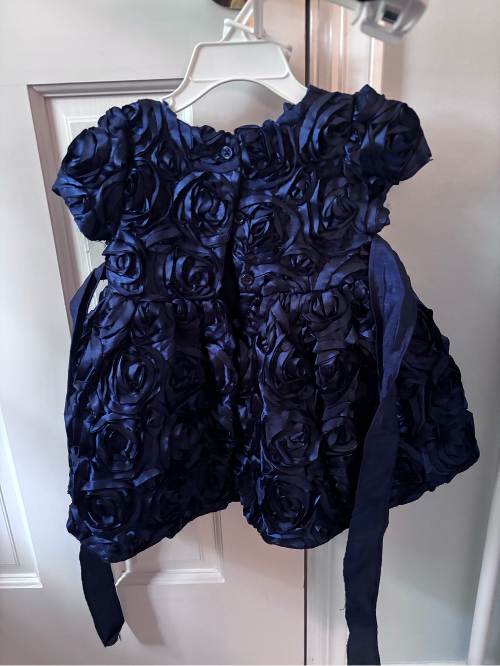 Pippa & Julie Navy Rosette Bow Flower Girl Dress - Picture 2 of 4